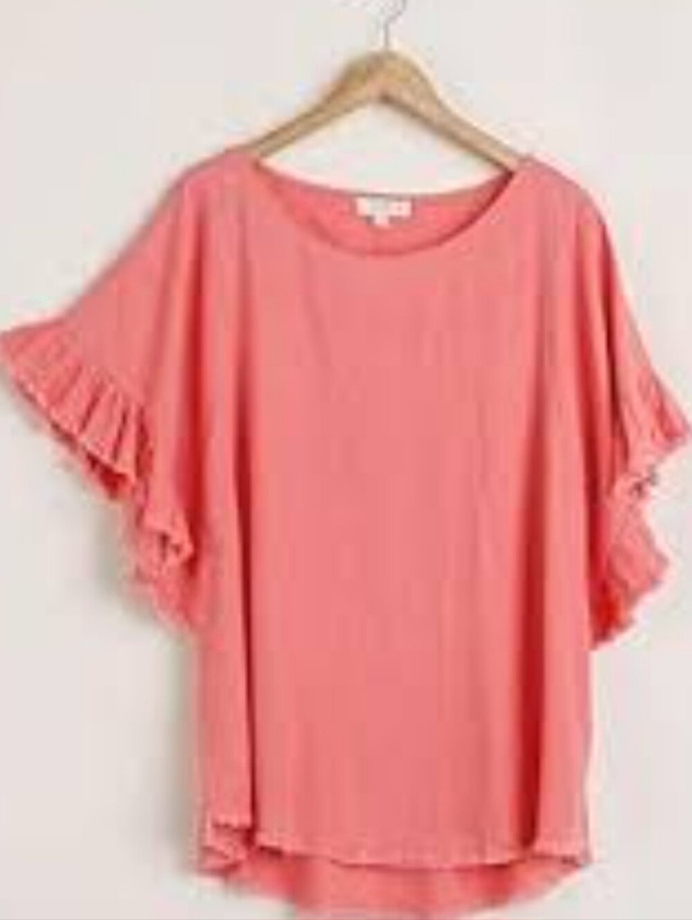 Coral Fringed Sleeve Women's Top